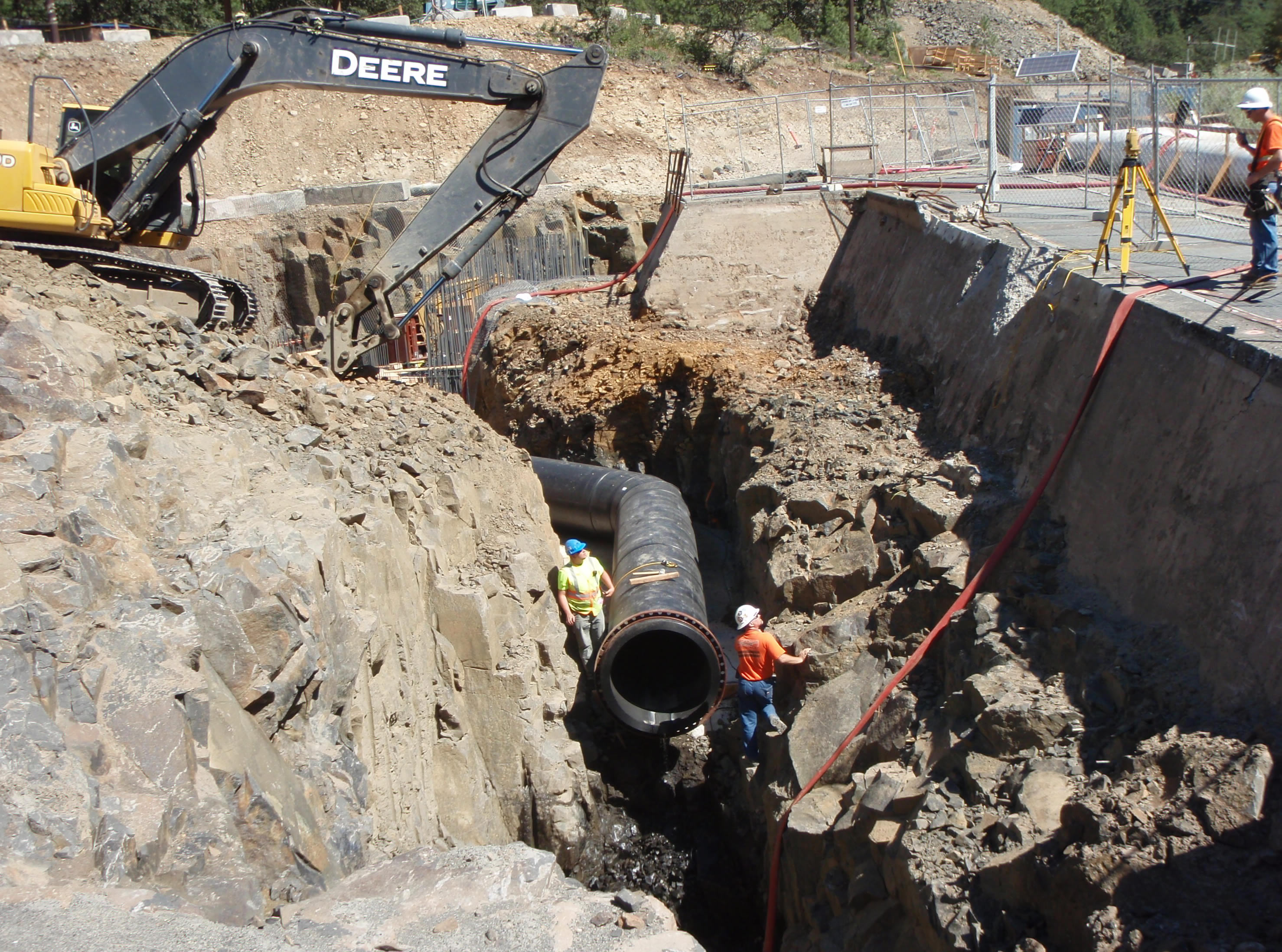 Auxiliary water line being placed